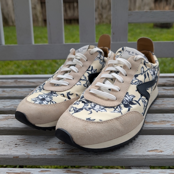 rag & bone Shoes - Rag & Bone Mixed Media Yellow Floral Retro Runner, sz39